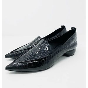 Jeffrey Campbell 8.5 Flats Black Patent Croc Womens Viona Loafer Slip-On Pointed